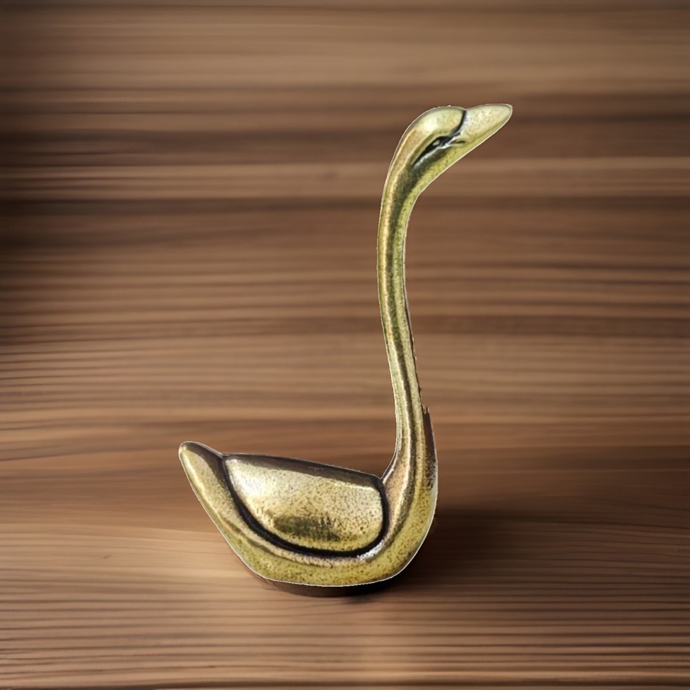 BG5‎ Swan Figurine Gold Brass Miniature Vintage Style Small Bird Decor cottage